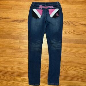 Y2K Rocawear Jeans Embroidered Pockets Hip Hop Streetwear Dark Wash Women's 11‎